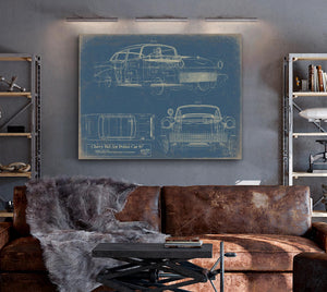Cutler West Vintage 1957 Chevy Bel Air Police Car Blueprint - Gifts for Boyfriend - Original Auto Poster