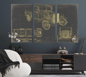 Cutler West 1932 Ford Model B Pickup Blueprint Art: Vintage Automotive Print