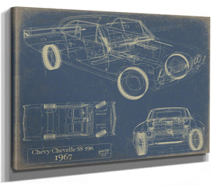 Cutler West Vintage 1967 Chevrolet Chevelle SS 396 Car Art - Gifts for Guys - Original Vehicle Print