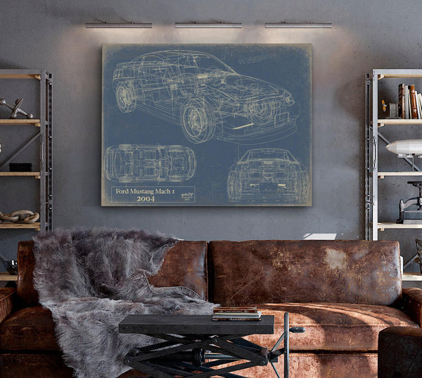 Cutler West Vintage 2004 Mustang Mach 1 Car Model Print, Original Blueprint Canvas