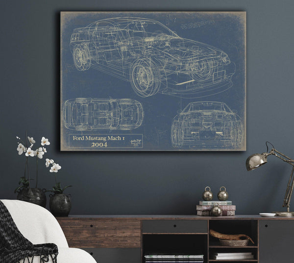 Cutler West Vintage 2004 Mustang Mach 1 Car Model Print, Original Blueprint Canvas