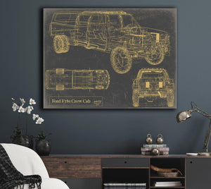Cutler West Vintage 2020's Truck Model Mancave Blueprint Art