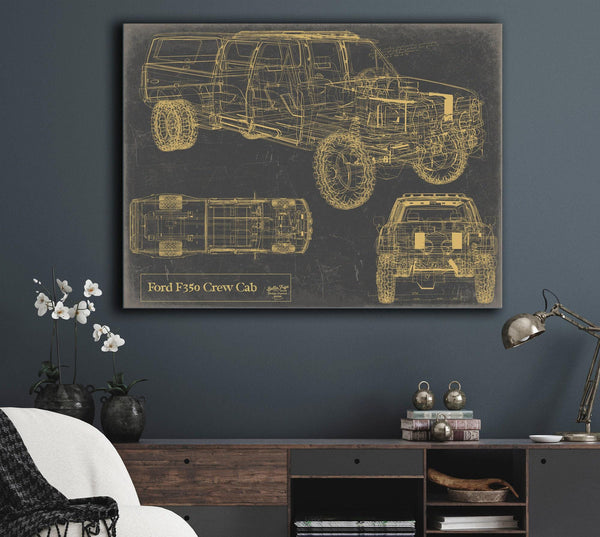 Cutler West Vintage 2020's Truck Model Mancave Blueprint Art
