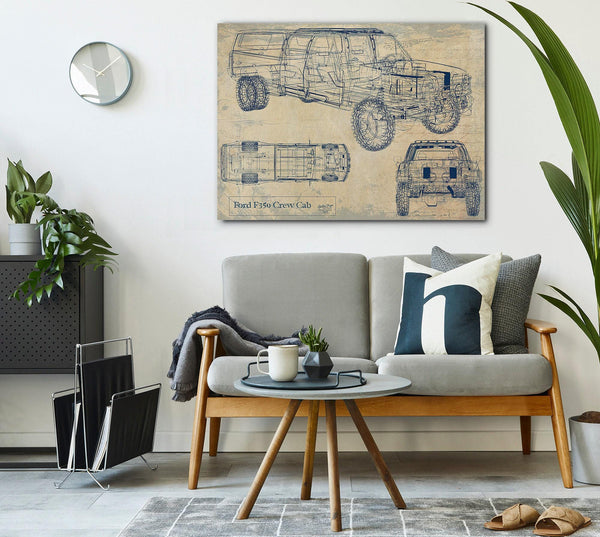 Cutler West Vintage 2020's Truck Model Mancave Blueprint Art