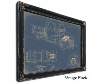 Cutler West 1940 Ford Pickup, Truck Model Mancave Blueprint Art