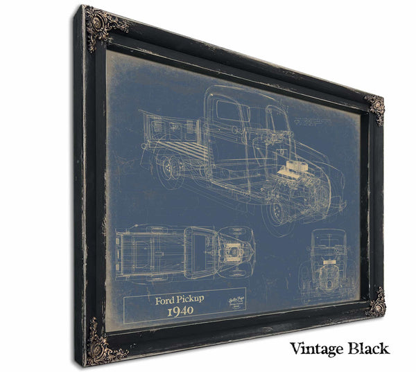 Cutler West 1940 Ford Pickup, Truck Model Mancave Blueprint Art