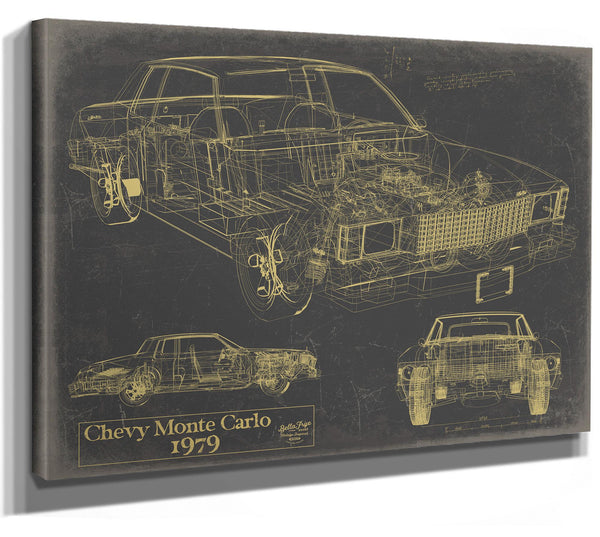 Cutler West Vintage 1979 Chevy Monte Carlo Model Mancave Blueprint Art
