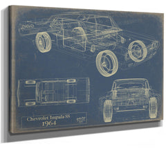 Cutler West Vintage 1964 Chevrolet Impala SS Car Model Print, Original Blueprint Canvas