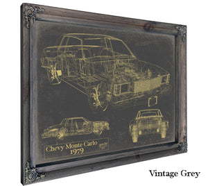 Cutler West Vintage 1979 Chevy Monte Carlo Model Mancave Blueprint Art