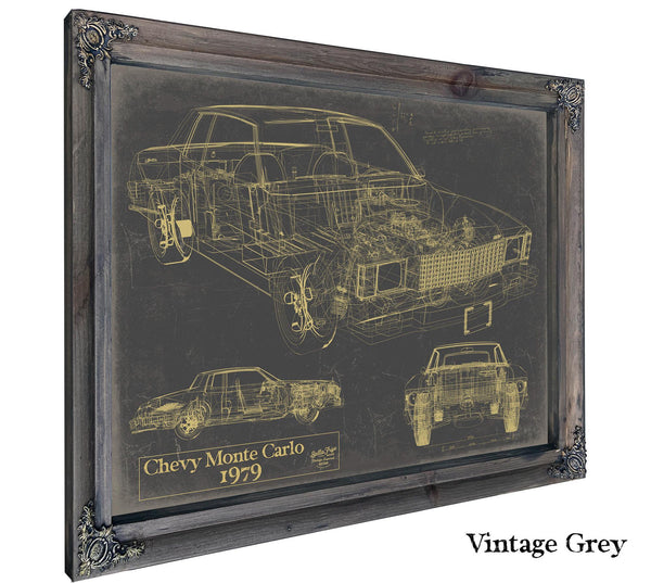 Cutler West Vintage 1979 Chevy Monte Carlo Model Mancave Blueprint Art