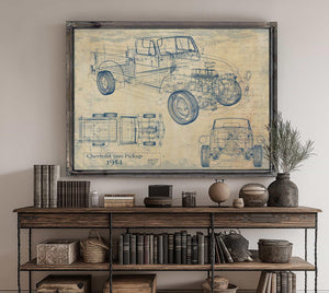 Cutler West Vintage 1954 Chevrolet 3100 Pickup Model Mancave Blueprint Art