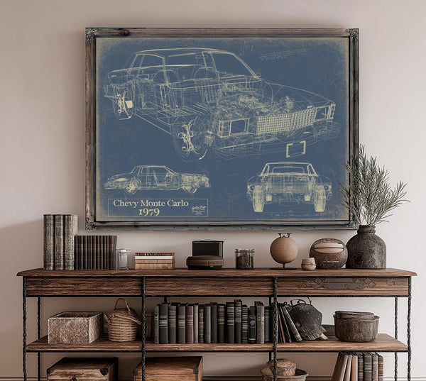Cutler West Vintage 1979 Chevy Monte Carlo Model Mancave Blueprint Art