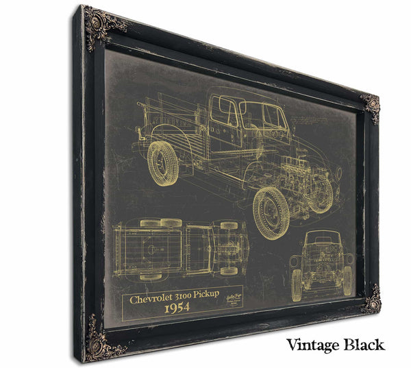 Cutler West Vintage 1954 Chevrolet 3100 Pickup Model Mancave Blueprint Art