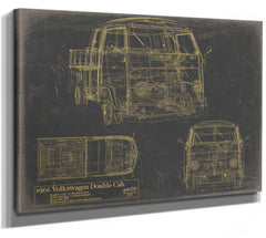 Cutler West Vintage 1966 Double Cab Car Model Print, Original Blueprint Canvas, Framed, or Unframed Art