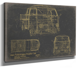 Cutler West Vintage 1966 Double Cab Car Model Print, Original Blueprint Canvas, Framed, or Unframed Art