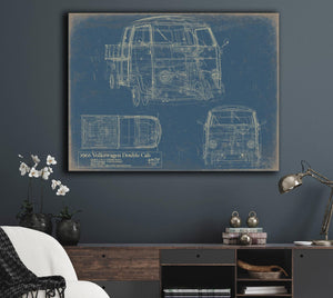 Cutler West Vintage 1966 Double Cab Car Model Print, Original Blueprint Canvas, Framed, or Unframed Art