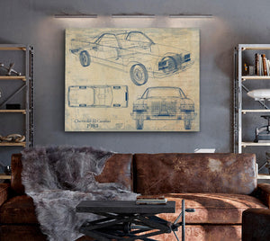 Cutler West 1982 Chevrolet El Camino Blueprint Art: Vintage Car Model Print