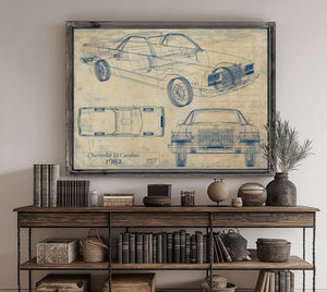 Cutler West 1982 Chevrolet El Camino Blueprint Art: Vintage Car Model Print