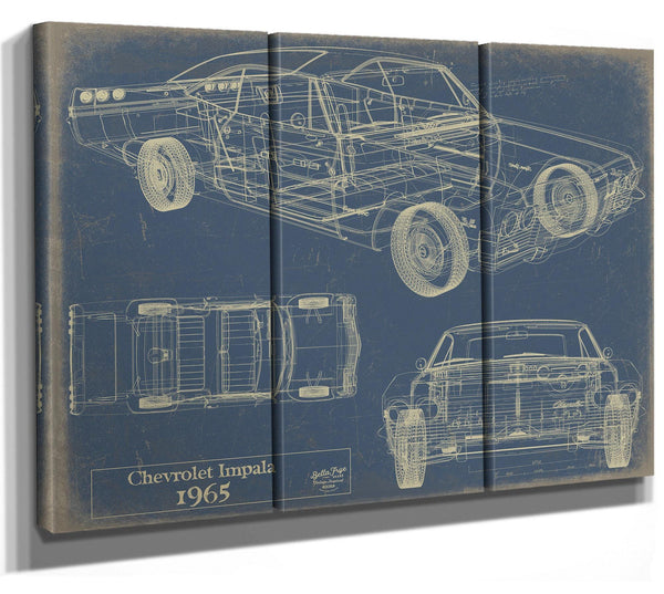 Cutler West Vintage 1965 Chevrolet Impala Car Model Print, Original Blueprint Canvas