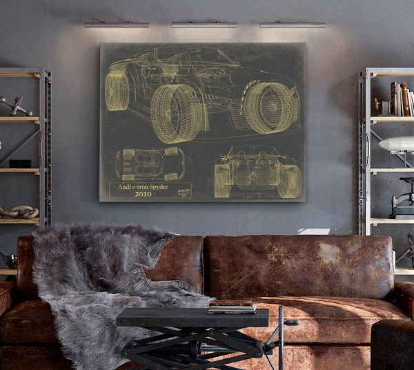 Cutler West Vintage 2000s Car Model Print, Original Blueprint Canvas, Framed, or Unframed Art