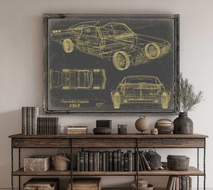 Cutler West Vintage 1965 Chevrolet Impala Car Model Print, Original Blueprint Canvas