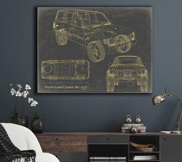 Cutler West Vintage 1980s Car Model Print, Original Blueprint Canvas, Framed, or Unframed Art