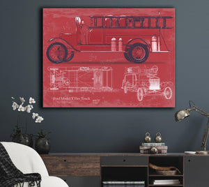 Cutler West Ford Model T Fire Truck Blueprint: Vintage Automotive Wall Art