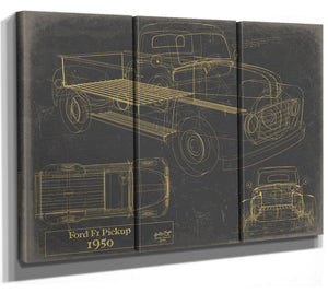 Cutler West 1950 Ford F1 Pickup Truck Model Mancave Blueprint Art
