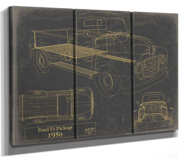 Cutler West 1950 Ford F1 Pickup Truck Model Mancave Blueprint Art