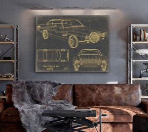 Cutler West 1969 Ford Galaxie Car Model Print, Original Blueprint Canvas