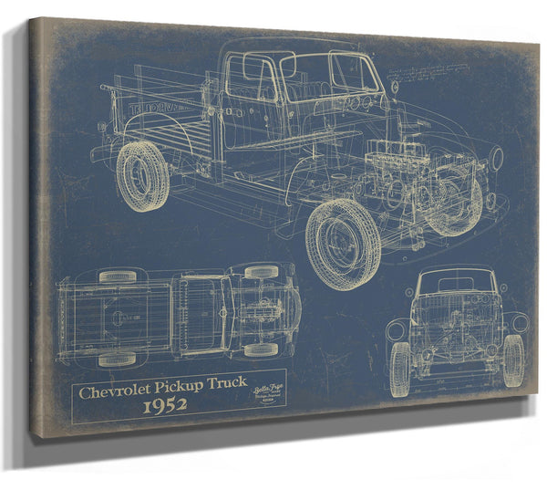 Cutler West Vintage 1952 Chevrolet Pickup Truck Truck Model, Original Mancave Blueprint Art