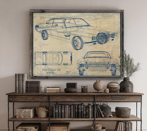 Cutler West 1969 Ford Galaxie Car Model Print, Original Blueprint Canvas