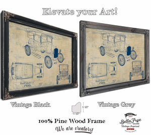 Cutler West 1929 Ford Model A Car Model Print, Original Blueprint Canvas, Framed, or Unframed Art