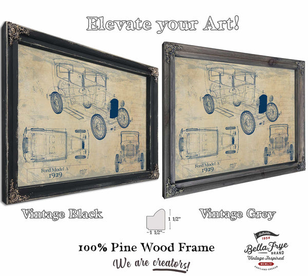 Cutler West 1929 Ford Model A Car Model Print, Original Blueprint Canvas, Framed, or Unframed Art