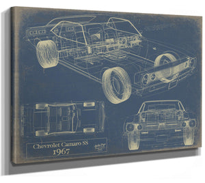 Cutler West Vintage 1967 Camaro Car Art - Gifts for Guys - Original Vehicle Print