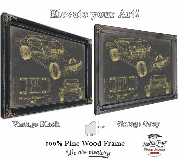 Cutler West Vintage 1967 Camaro Car Art - Gifts for Guys - Original Vehicle Print