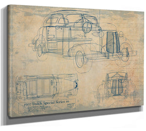 Cutler West Vintage Car Blueprint Art: 1937 Auto Patent Print