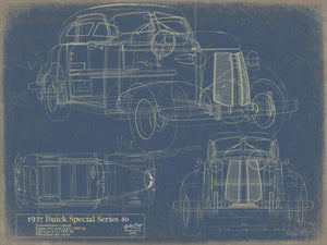 Cutler West Vintage Car Blueprint Art: 1937 Auto Patent Print