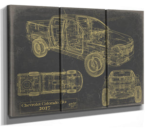 Cutler West Vintage 2017 Car Model Print, Original Blueprint Canvas, Framed, or Unframed Art