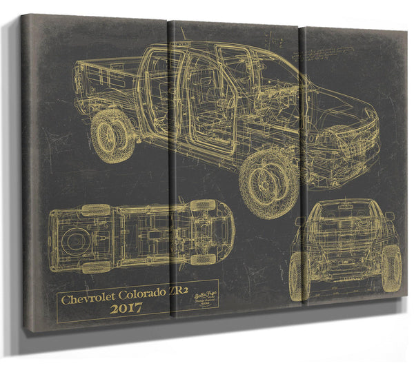 Cutler West Vintage 2017 Car Model Print, Original Blueprint Canvas, Framed, or Unframed Art