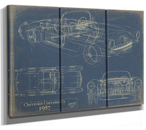Cutler West Old 1957 Chevrolet Corvette C1 Car Blueprint, - Original Vehicle Patent Art