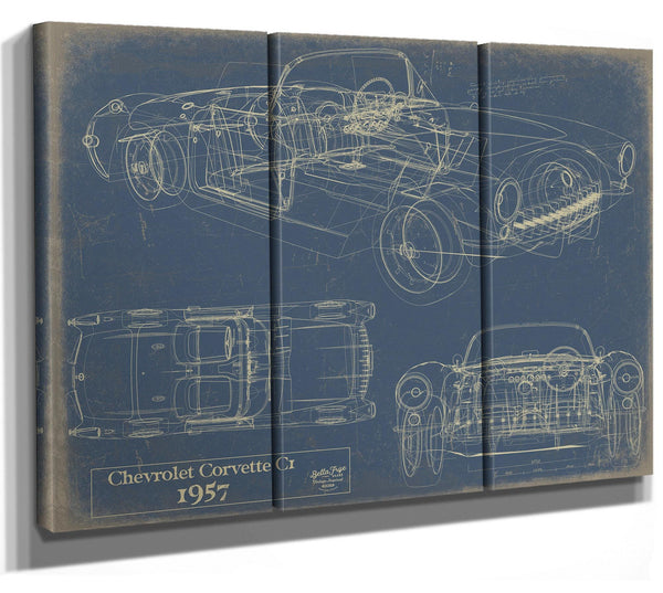 Cutler West Old 1957 Chevrolet Corvette C1 Car Blueprint, - Original Vehicle Patent Art