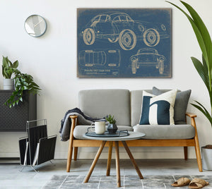 Cutler West Old Coupe Car Blueprint Auto Car - Original Mancave Art