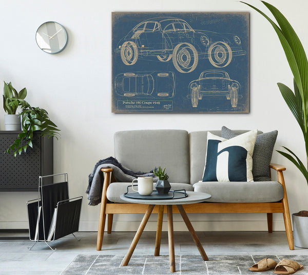 Cutler West Old Coupe Car Blueprint Auto Car - Original Mancave Art