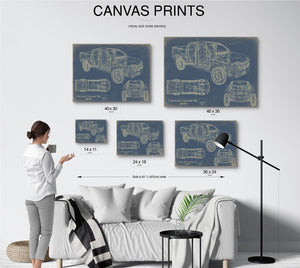Cutler West Vintage 2017 Car Model Print, Original Blueprint Canvas, Framed, or Unframed Art