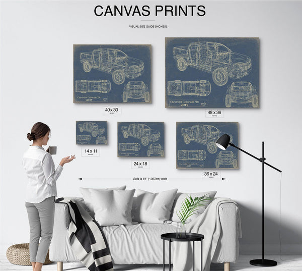 Cutler West Vintage 2017 Car Model Print, Original Blueprint Canvas, Framed, or Unframed Art