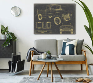 Cutler West Vintage 1957 Chevrolet Pickup Truck Model Mancave Blueprint Art