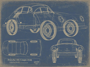 Cutler West Old Coupe Car Blueprint Auto Car - Original Mancave Art