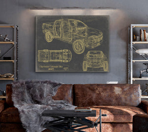 Cutler West Vintage 2017 Car Model Print, Original Blueprint Canvas, Framed, or Unframed Art