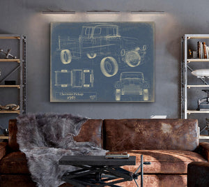 Cutler West Vintage 1957 Chevrolet Pickup Truck Model Mancave Blueprint Art